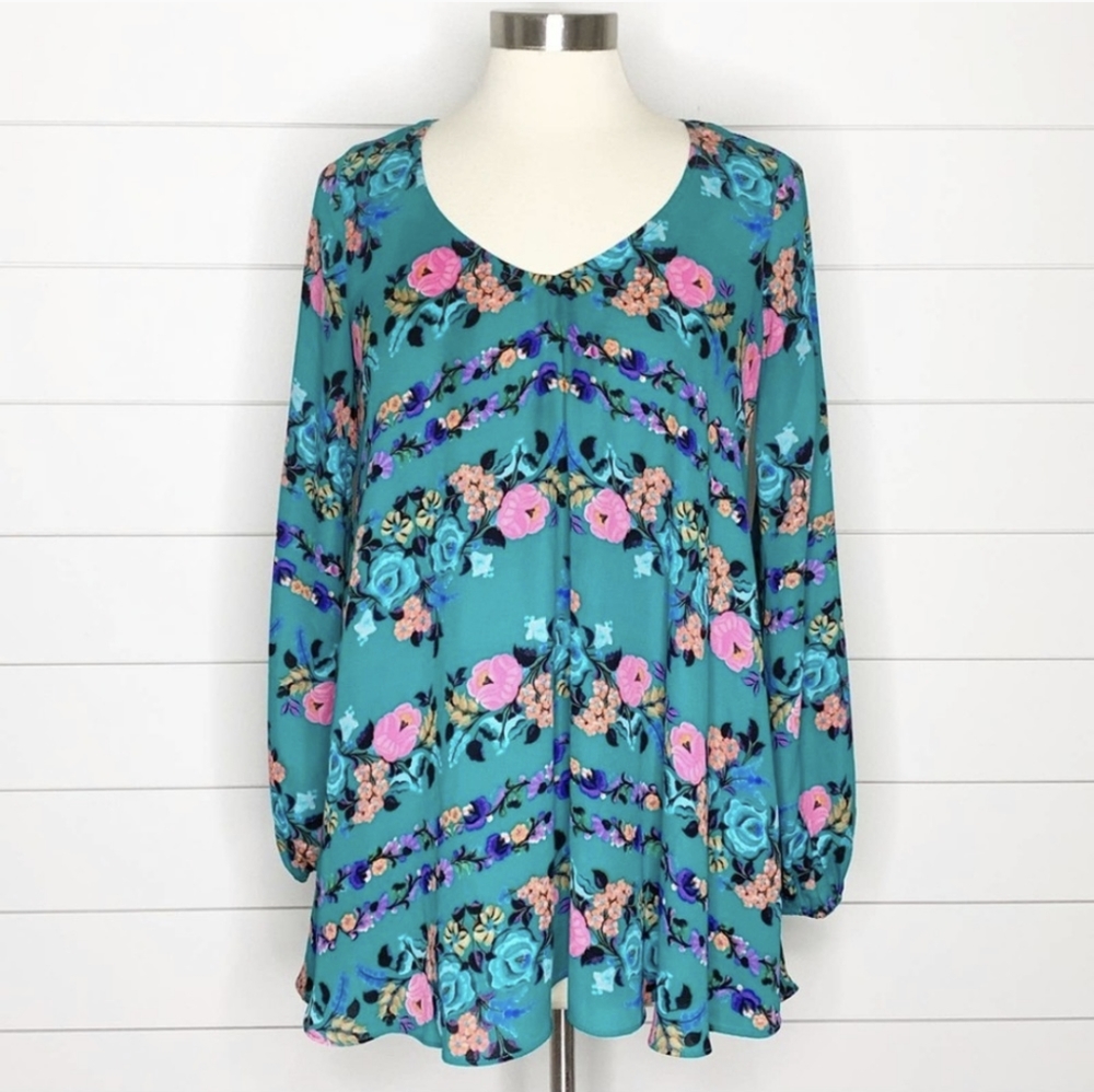 🌸Two for $55💲SMYM- MINI DRESS Floral BLOUSON Sleeve - Picture 1 of 4